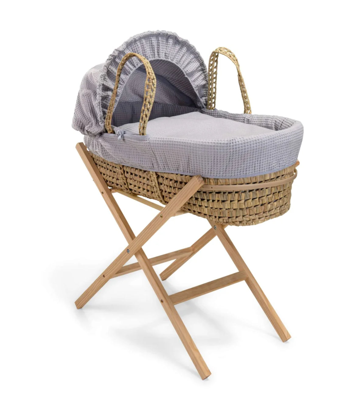 Waffle Palm Moses Basket - Grey