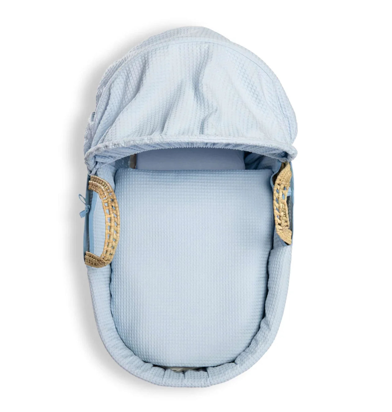 Waffle Palm Moses Basket - Blue