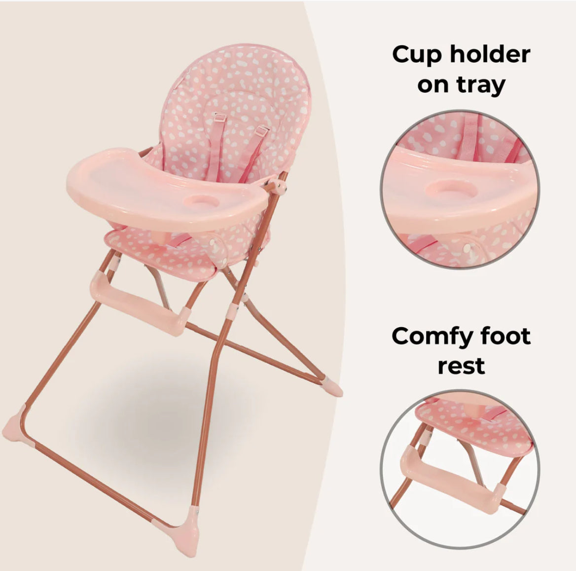 MBHC1 Compact Highchair - Pink Dalmatian