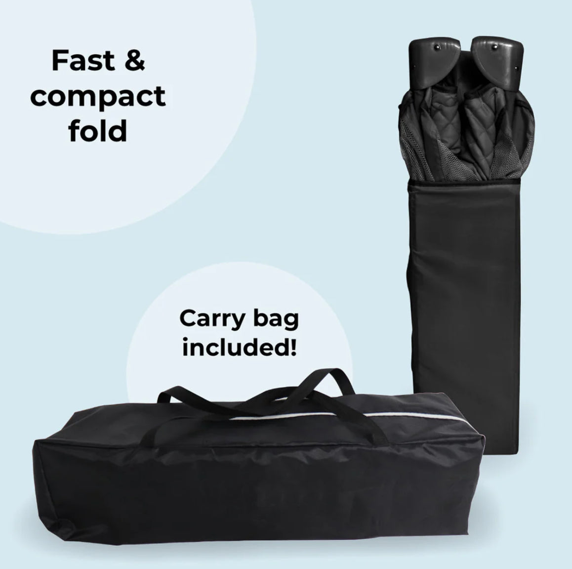 MBTC1 Travel Cot - Black Quilted