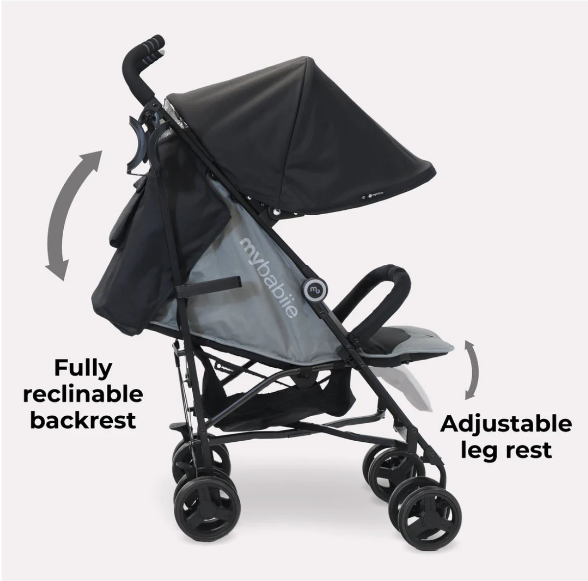 MB02 Plus Lightweight Stroller - Black and Grey