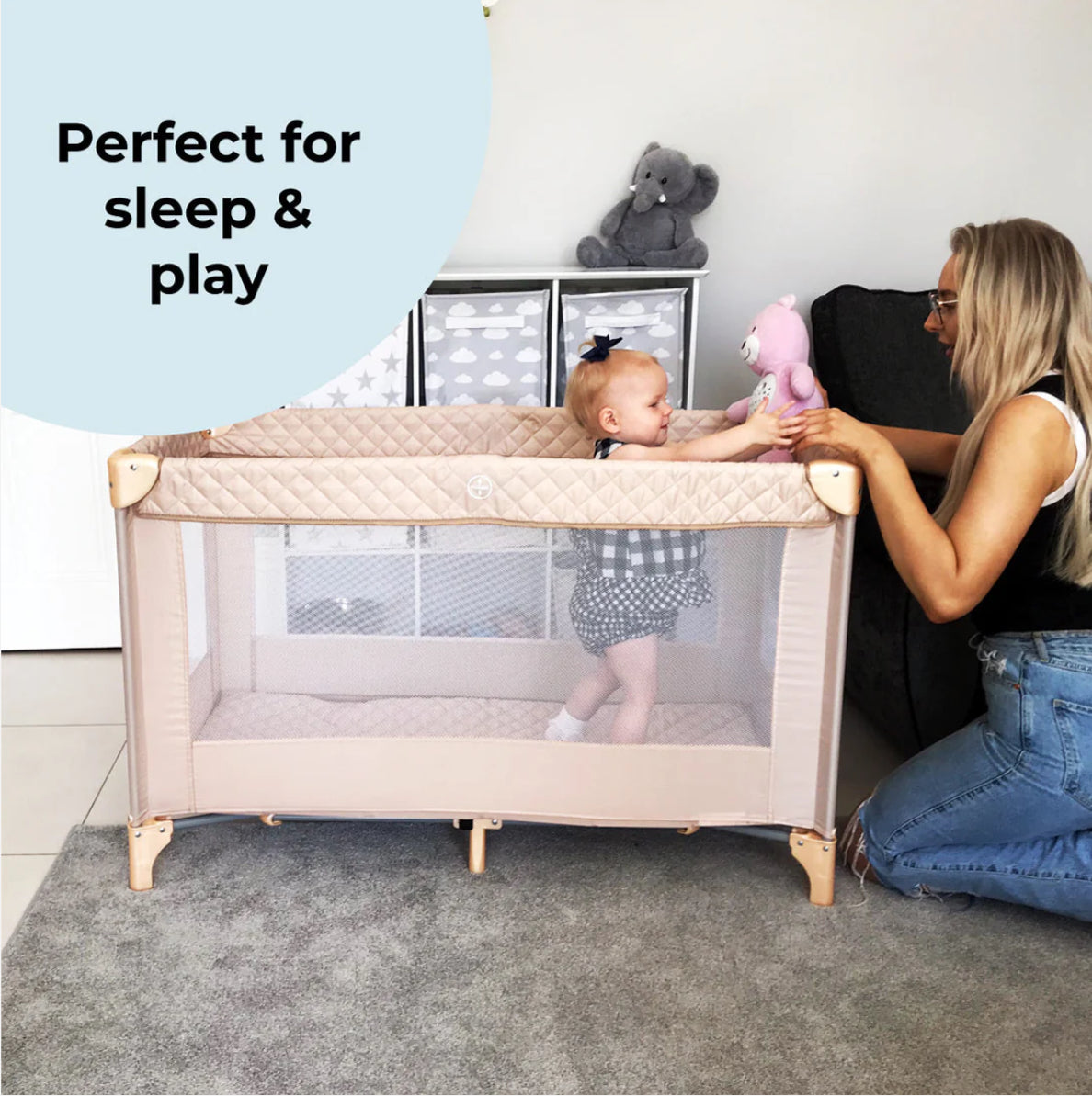MBTC1 Travel Cot - Blush Quilted