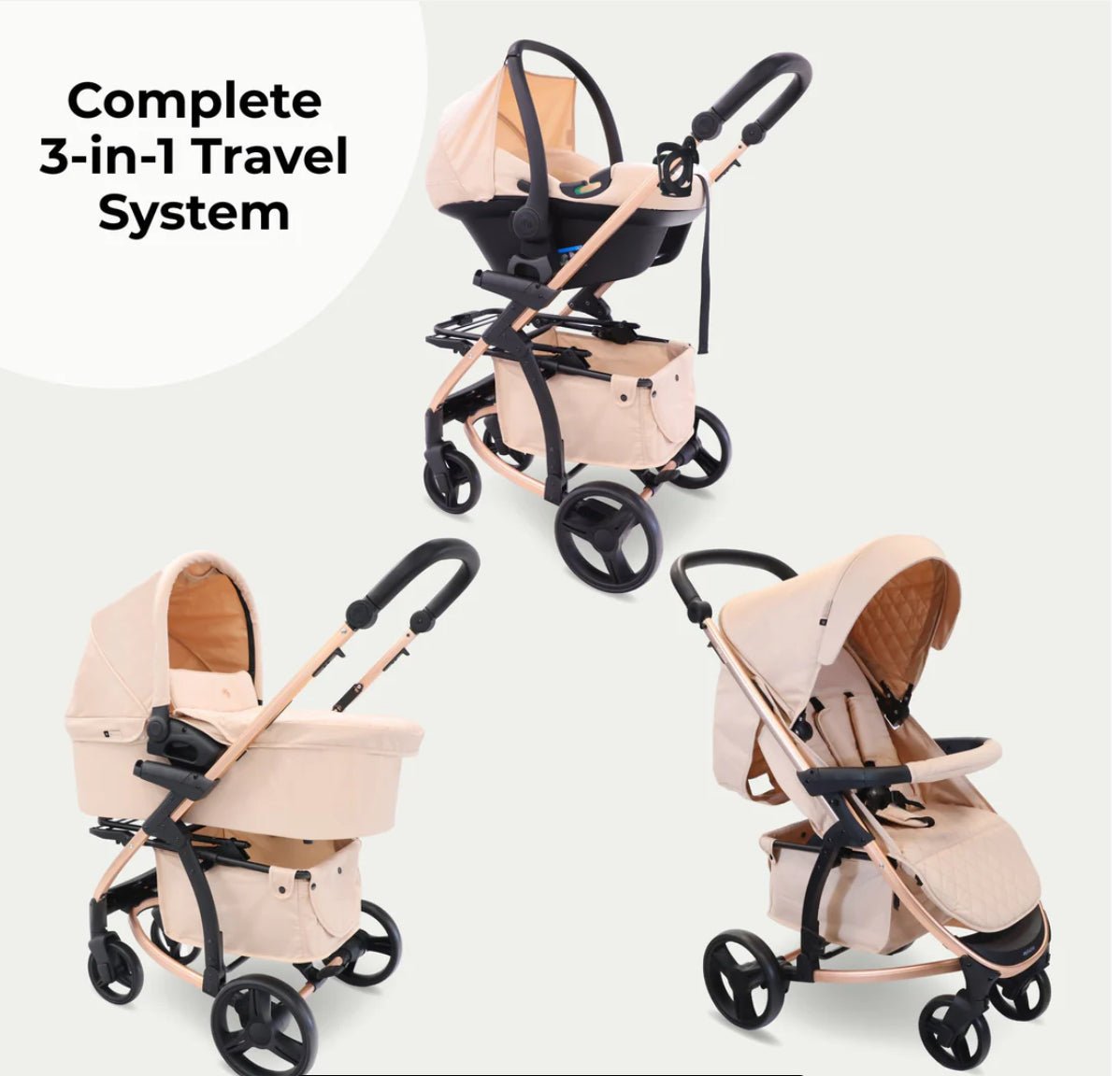 MB200i 3-in-1 Travel System with i-Size Car Seat - Blush
