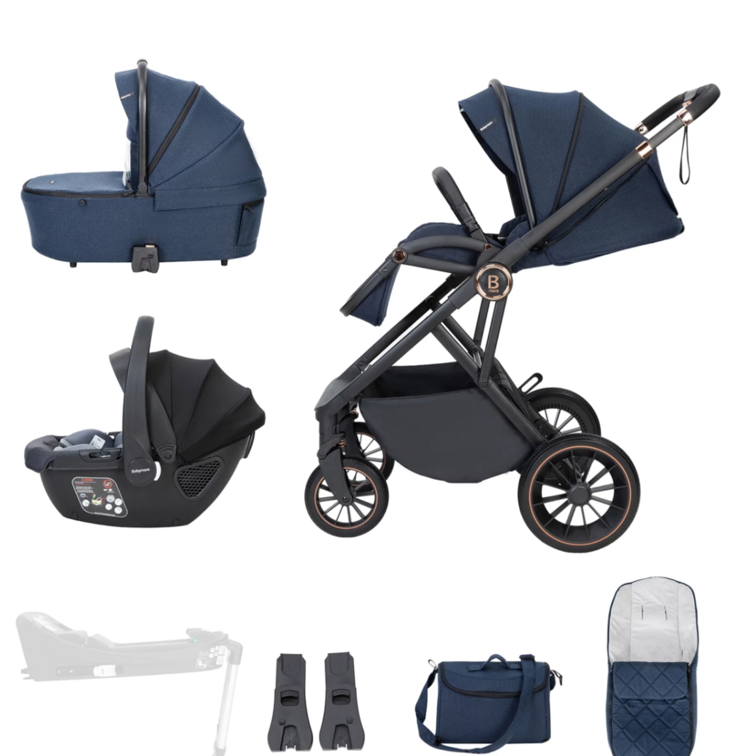 Babymore Chia Travel System Coco Car Seat - Midnight Blue