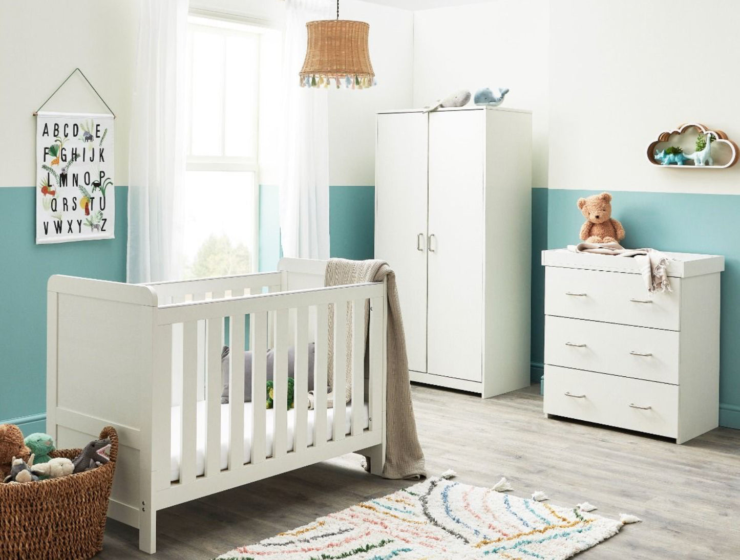 Babymore Caro Mini 3 Piece Room Set - White Wash