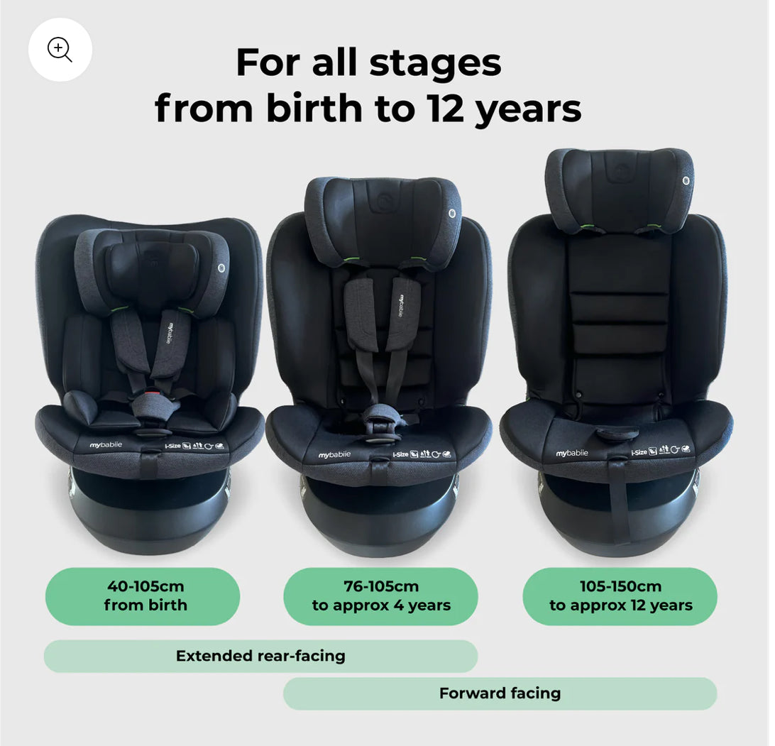 MBCS200 Spin R129 Car Seat with Top Tether - Black
