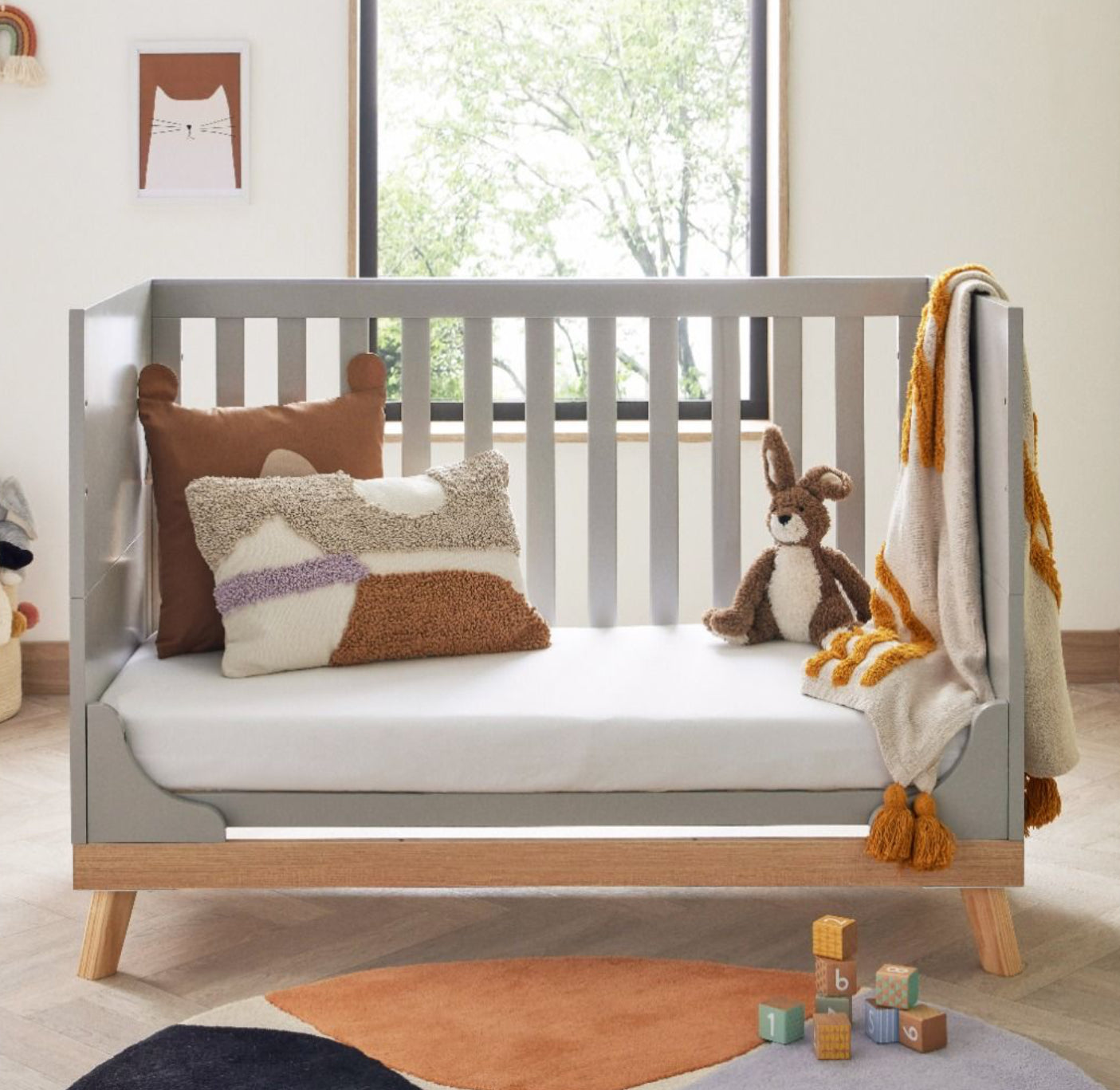 Babymore Mona Mini Cot Bed - Grey