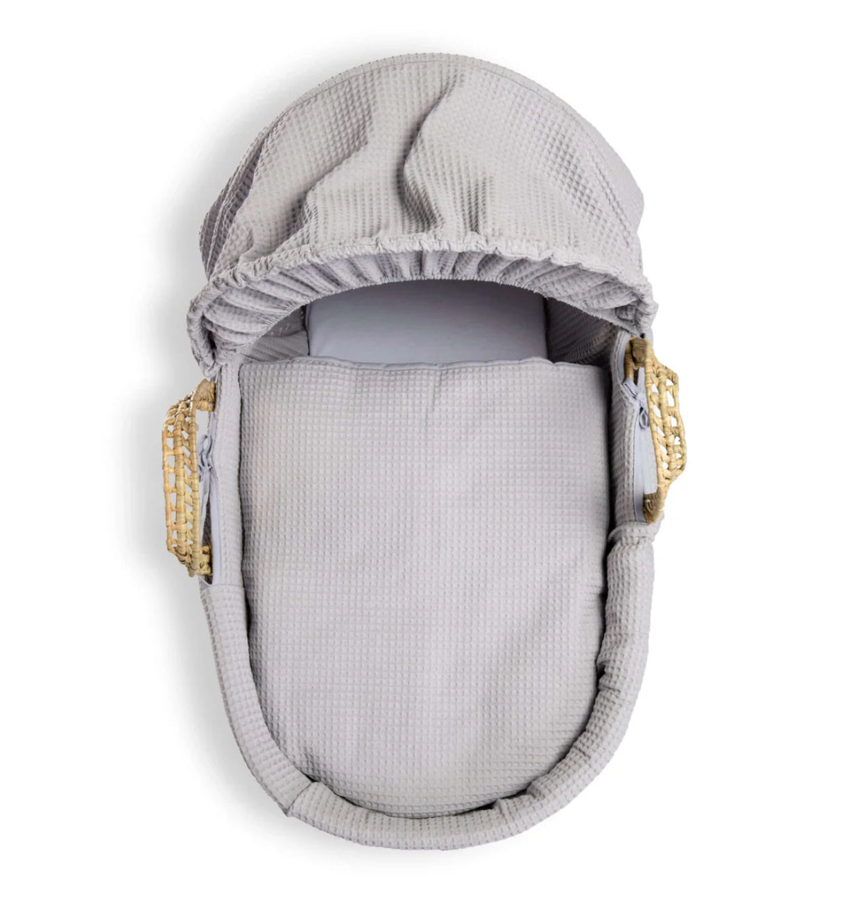 Waffle Palm Moses Basket - Grey