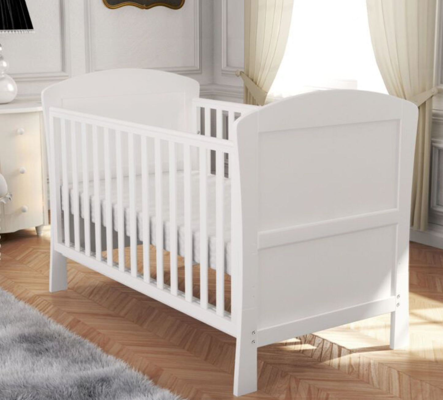 Babymore Aston Dropside Cot Bed - White