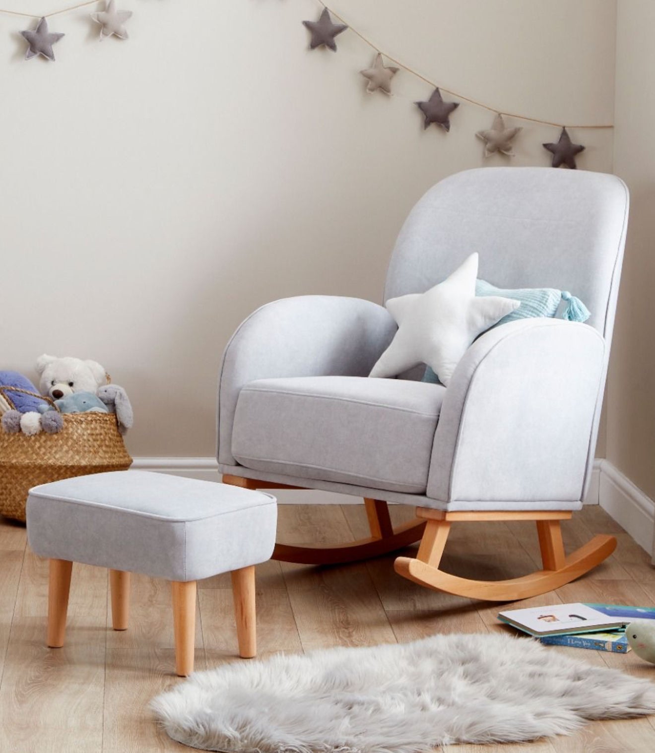 Babymore Freya Nursing Chair with Stool - Grey