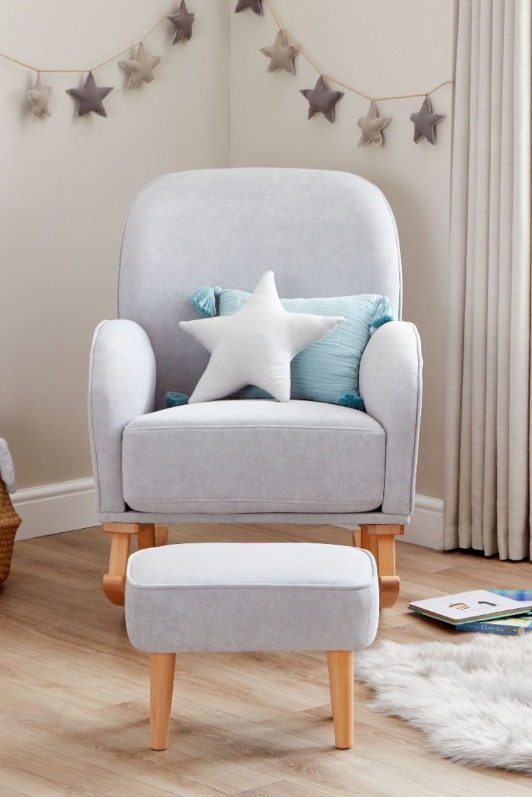 Babymore Freya Nursing Chair with Stool - Grey