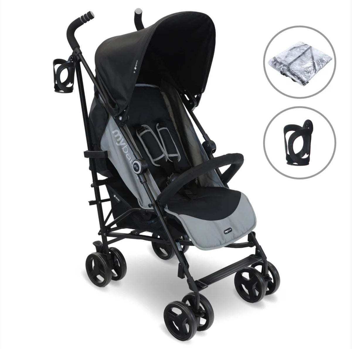 MB02 Plus Lightweight Stroller - Black and Grey