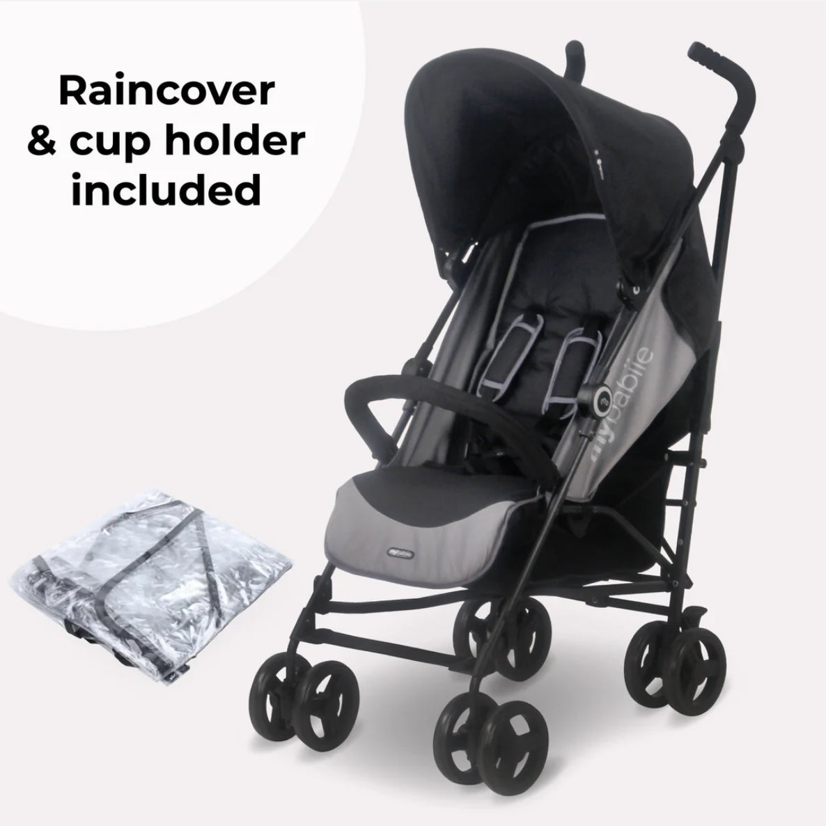 MB02 Plus Lightweight Stroller - Black and Grey