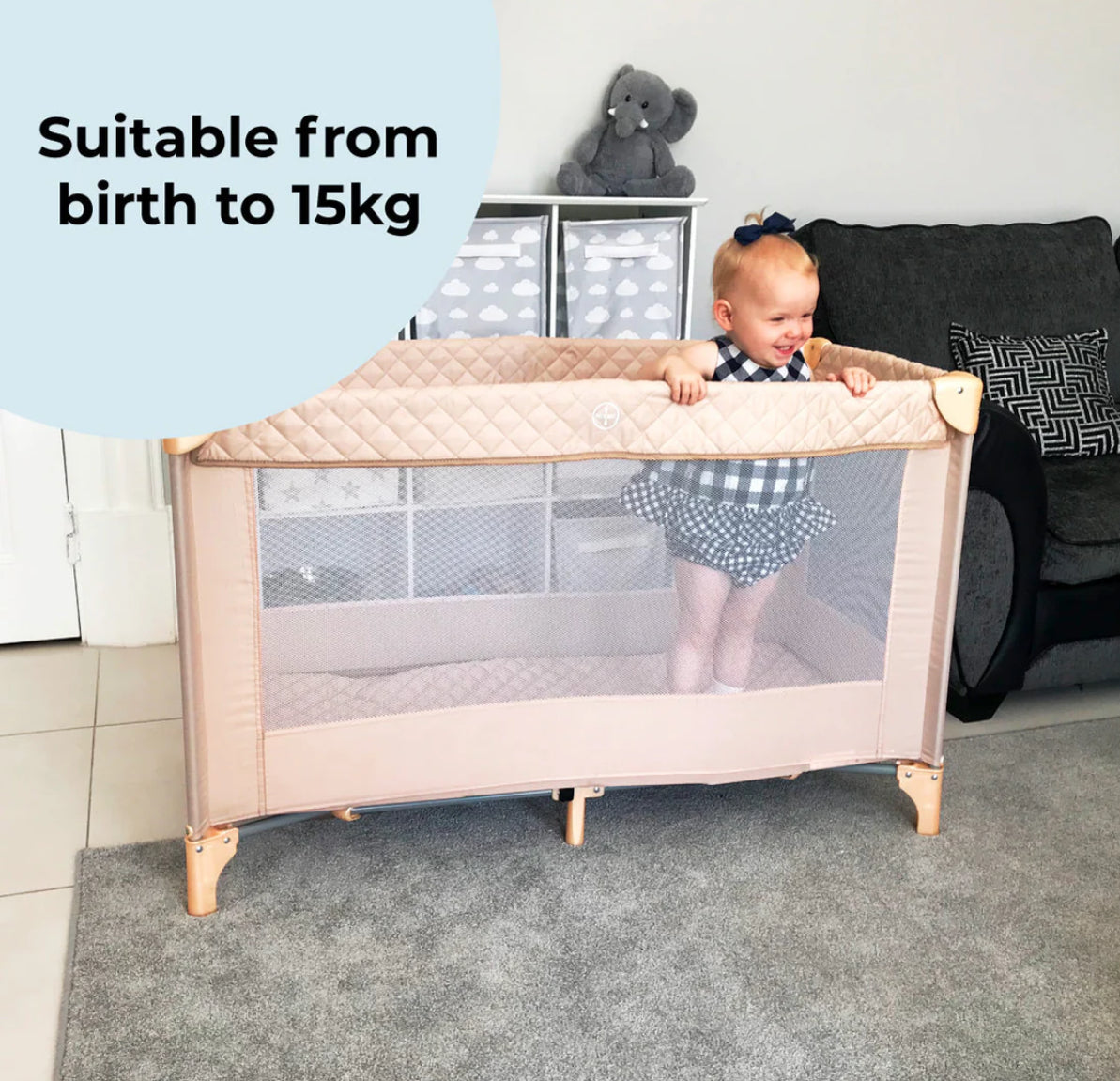 MBTC1 Travel Cot - Blush Quilted