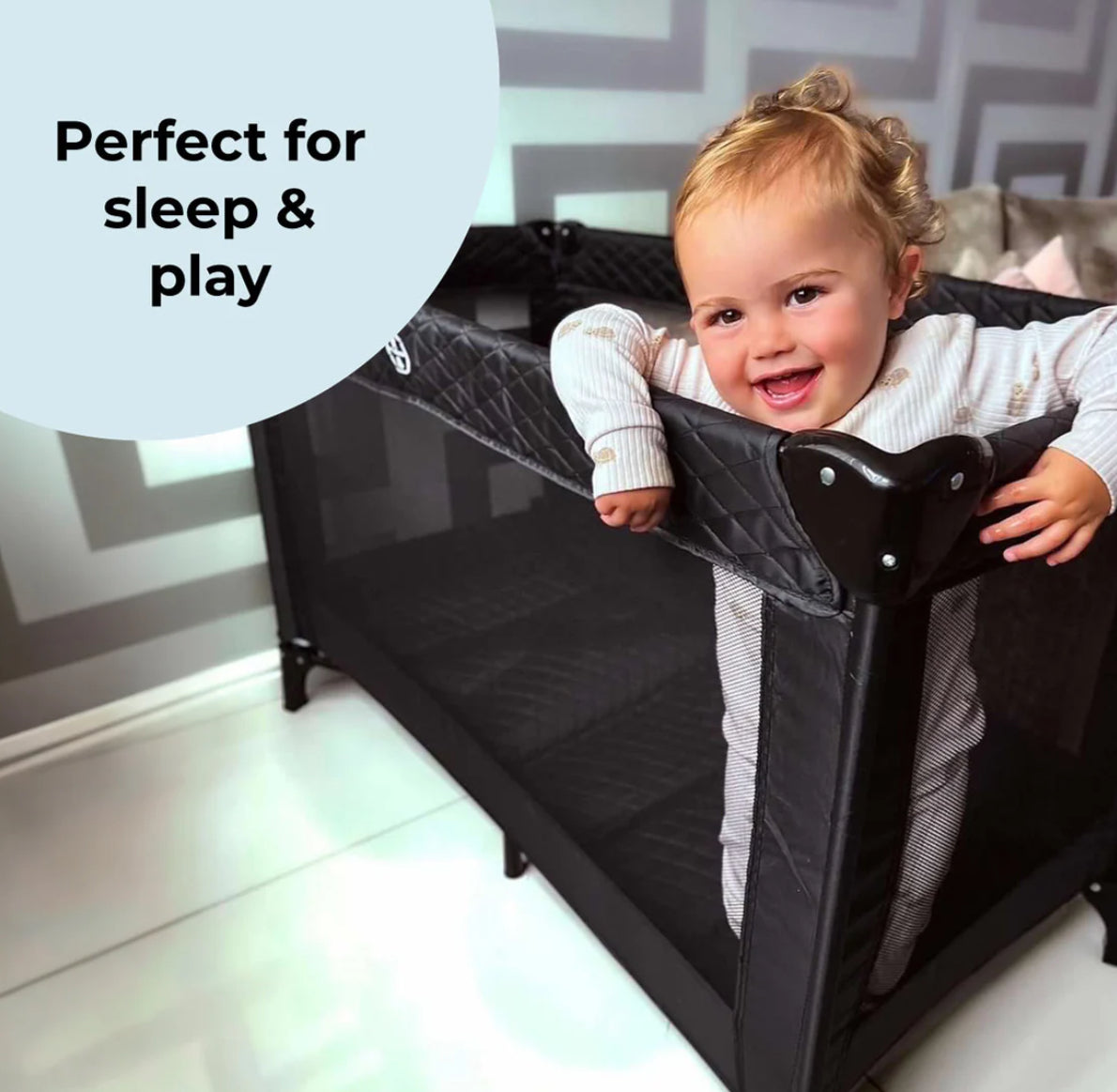 MBTC1 Travel Cot - Black Quilted