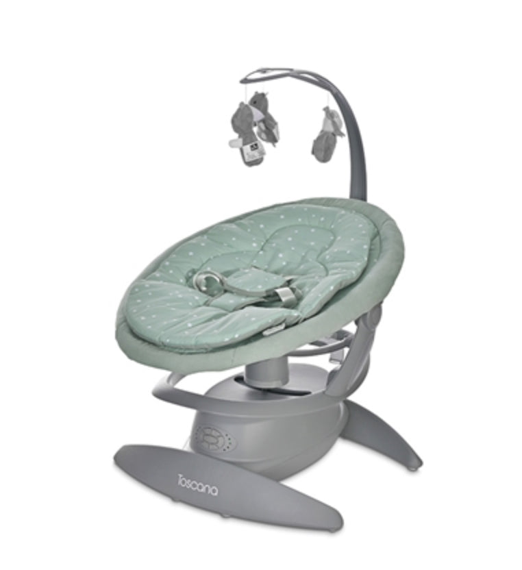 Lorelli Toscana Baby Swing Cradle - Frosty Green Stars