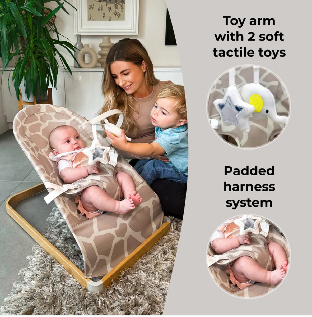 Baby Bouncer with Toy Bar - Giraffe