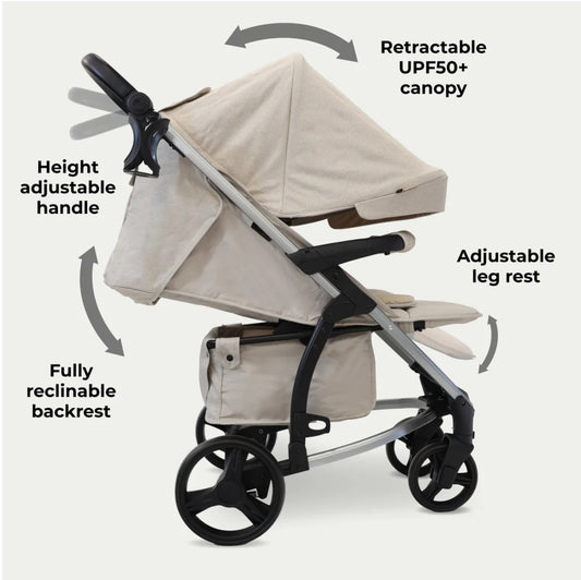 MB200i 3-in-1 Travel System with i-Size Car Seat - Oatmeal