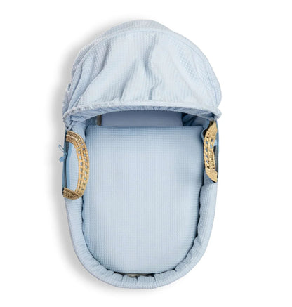 Waffle Palm Moses Basket - Blue