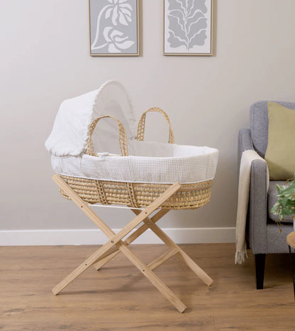 Waffle Palm Moses Basket - White