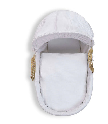 Waffle Palm Moses Basket - White