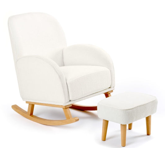 Babymore Freya Nursing Chair with Stool - Off White Boucle