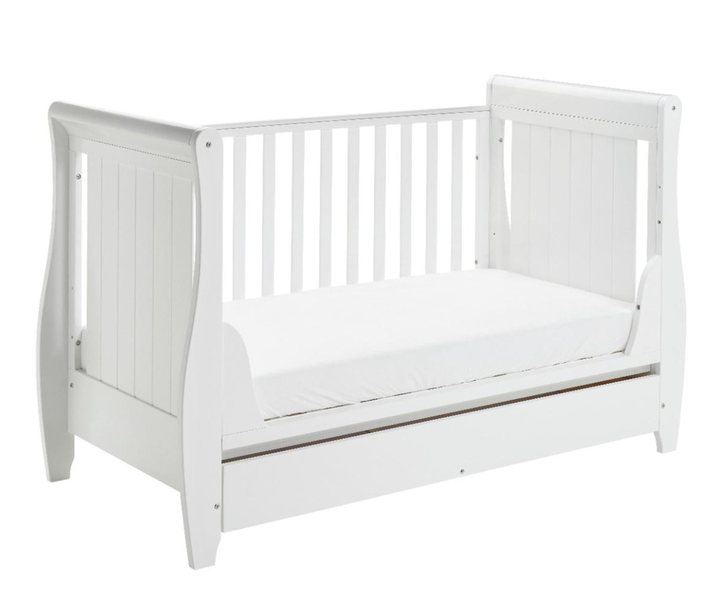Babymore Stella Sleigh Cot Bed - White