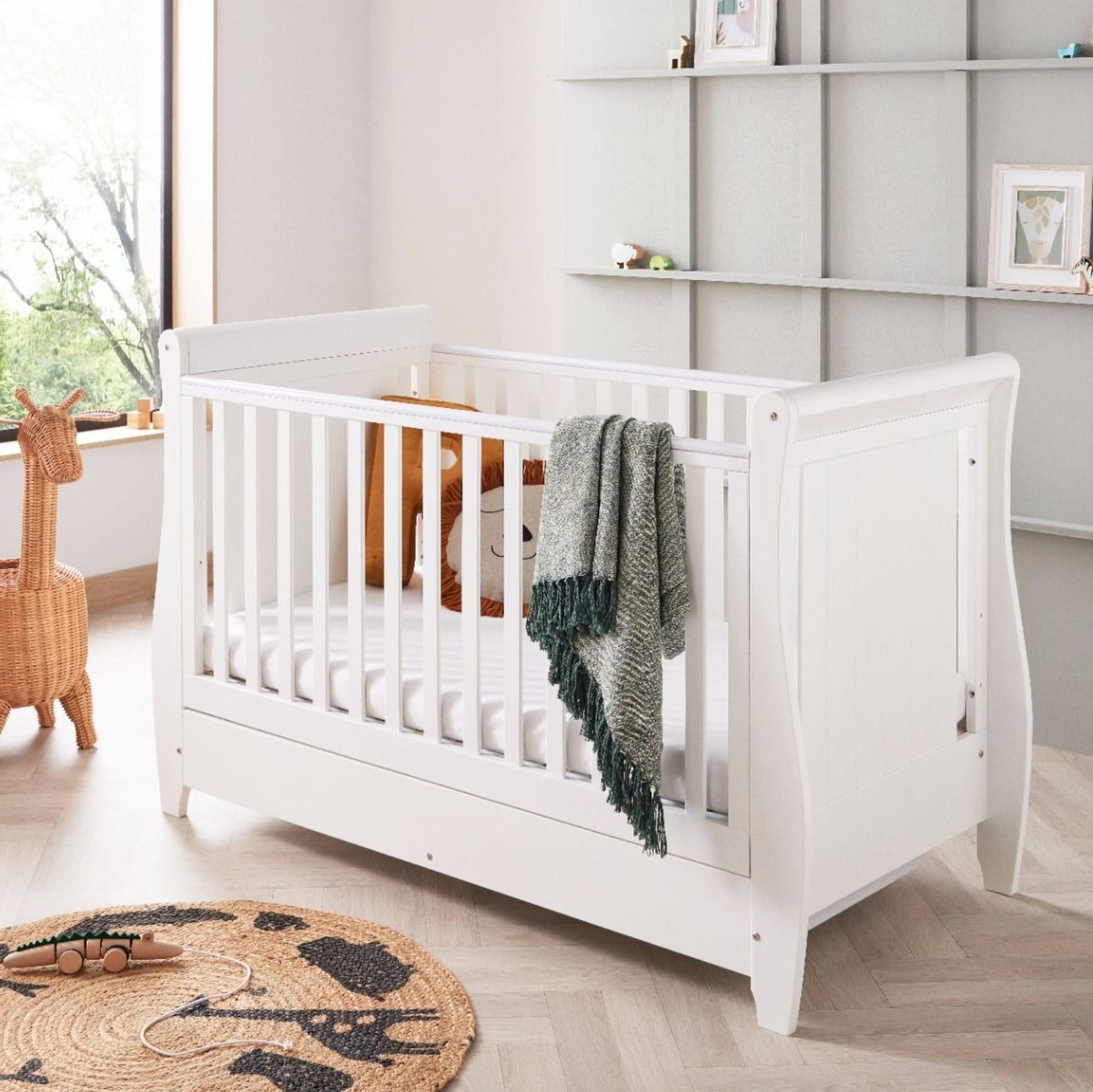 Babymore Stella Sleigh Cot Bed - White