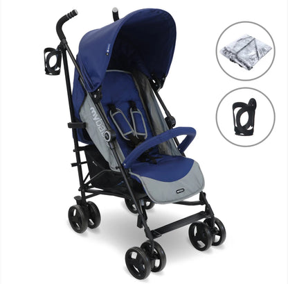 MB02 Plus Lightweight Stroller - Blue and Grey
