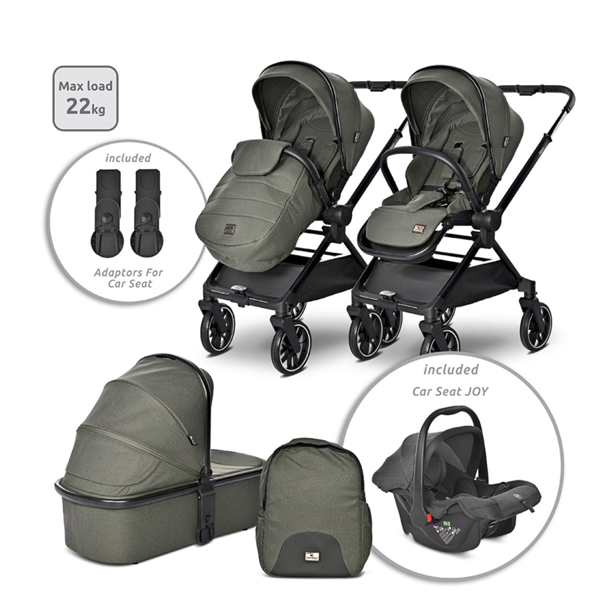 Lorelli Reya 3in1 Travel System Bundle - Green