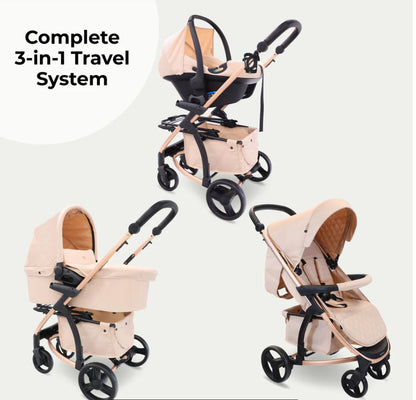 MB200i 3-in-1 Travel System with i-Size Car Seat - Blush