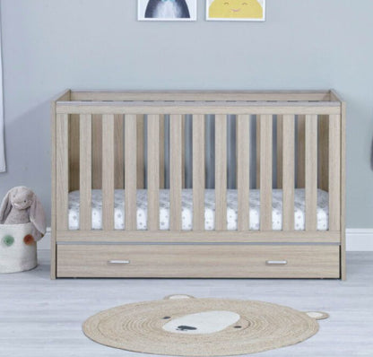 Babymore Veni Cot Bed with Drawer - Oak
