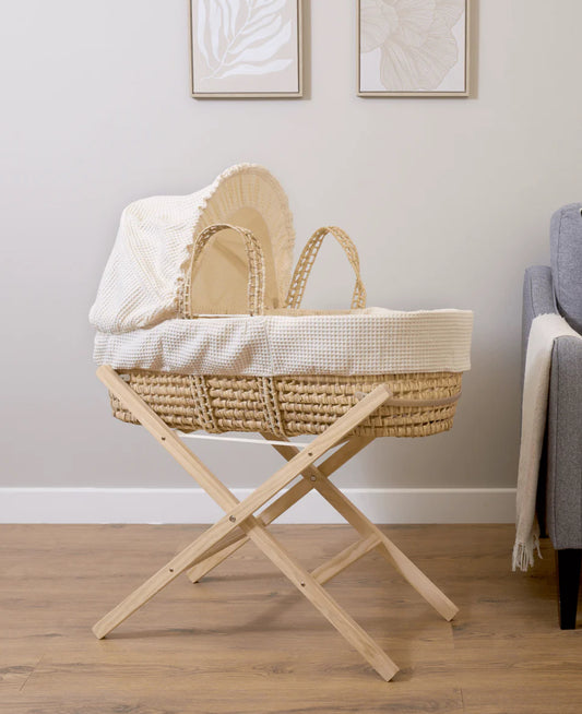Waffle Palm Moses Basket - Cream