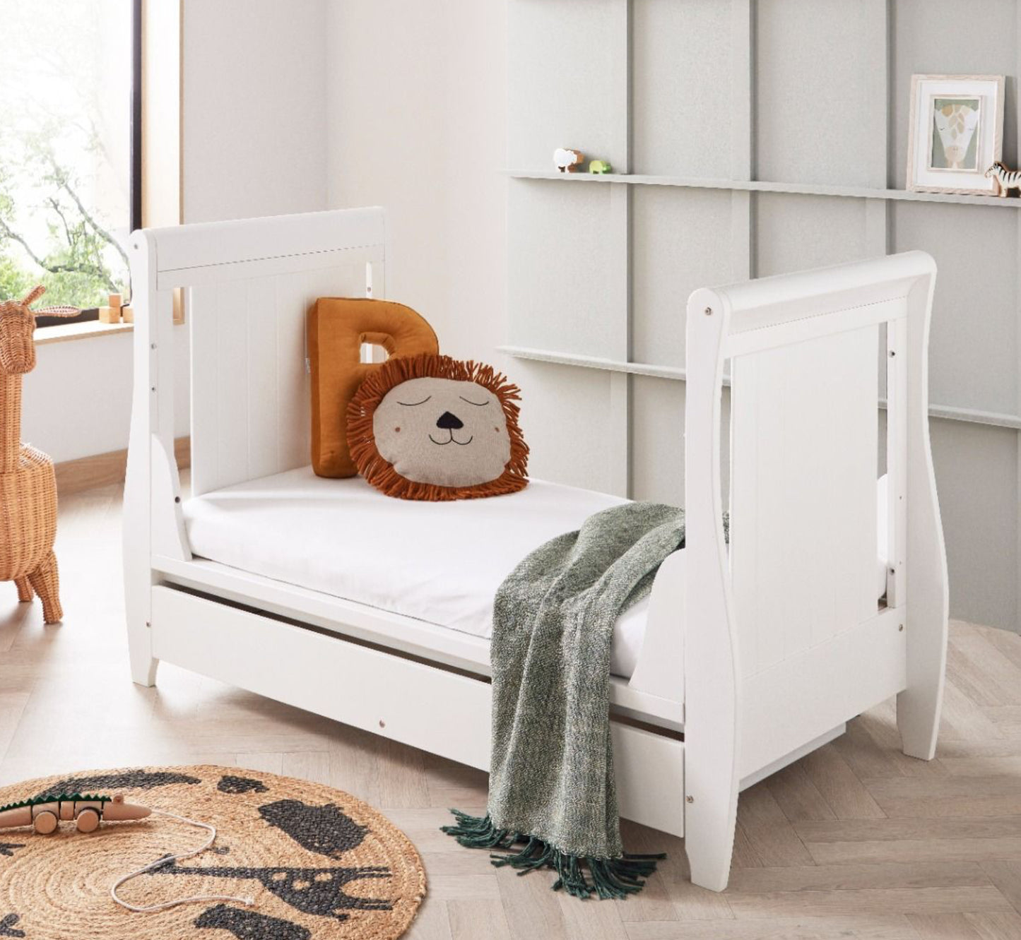 Babymore Stella Sleigh Cot Bed - White