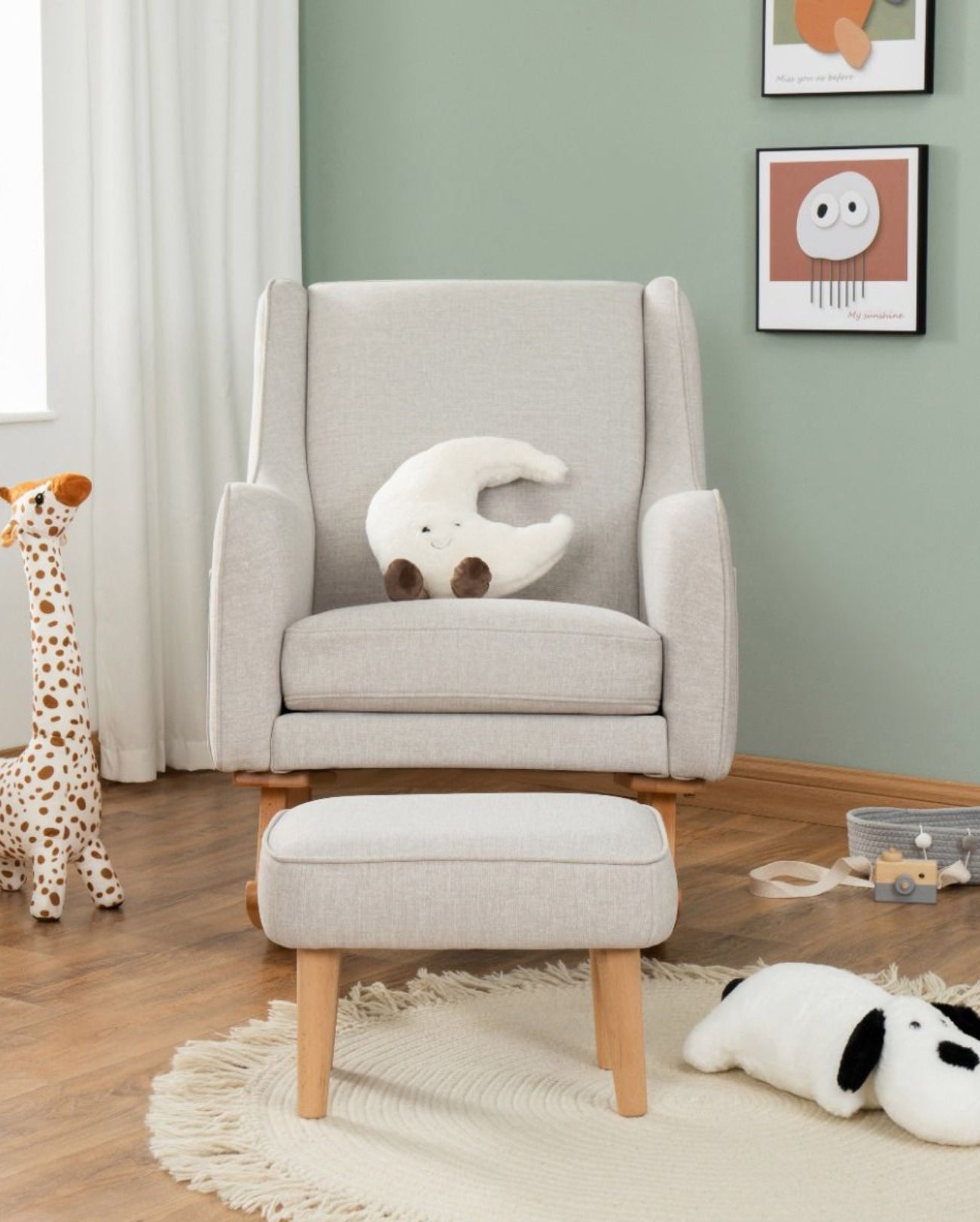 Babymore Ida Nursing Chair & Stool - Cashmere