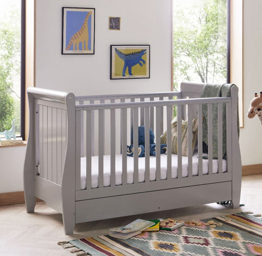 Babymore Stella Sleigh Cot Bed - Grey