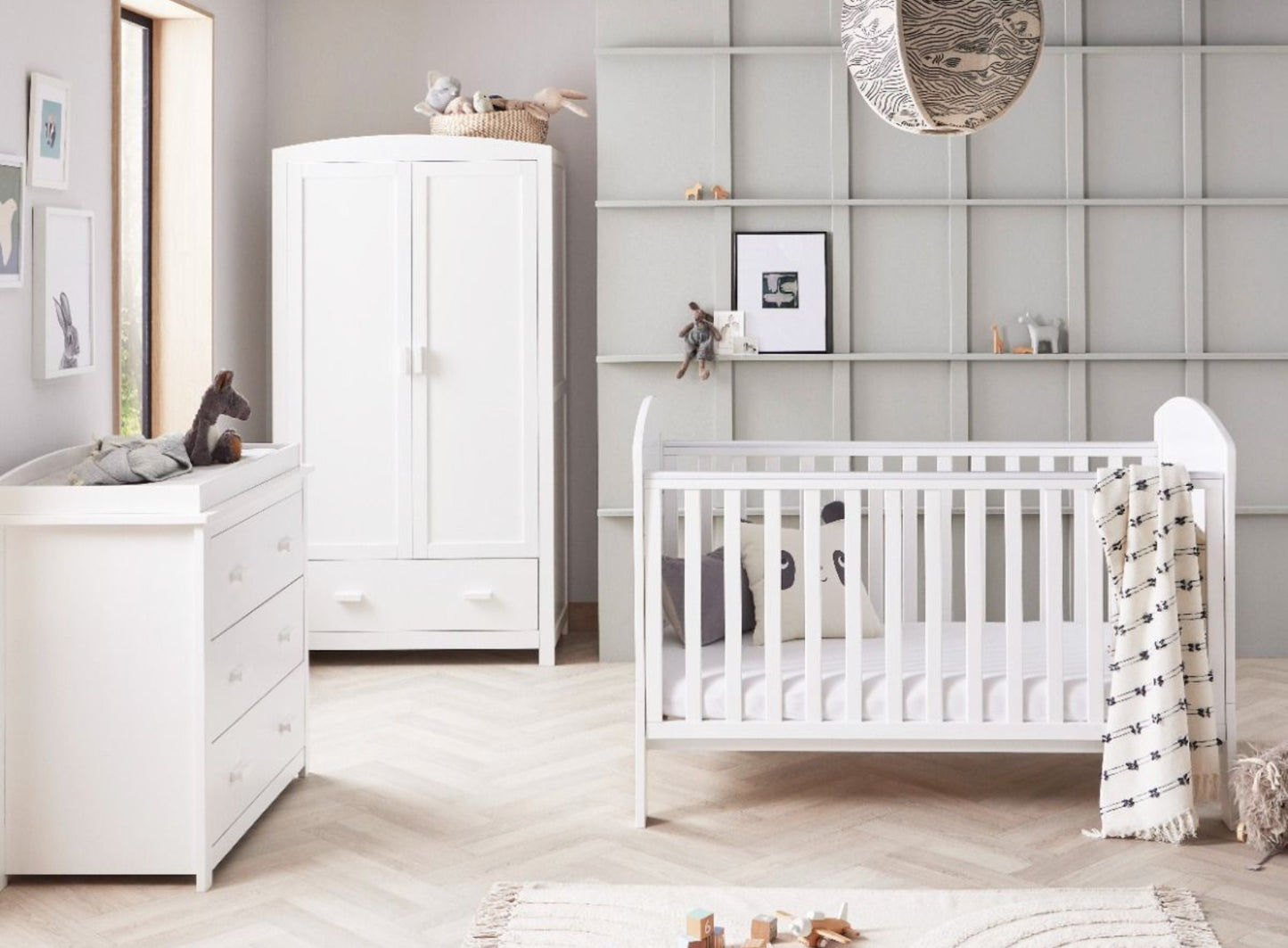 Babymore Aston 3 Piece Room Set - White