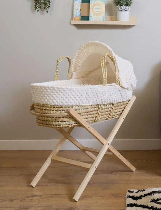 Dimple Palm Moses Basket - Cream