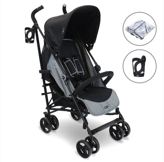 MB02 Plus Lightweight Stroller - Black and Grey