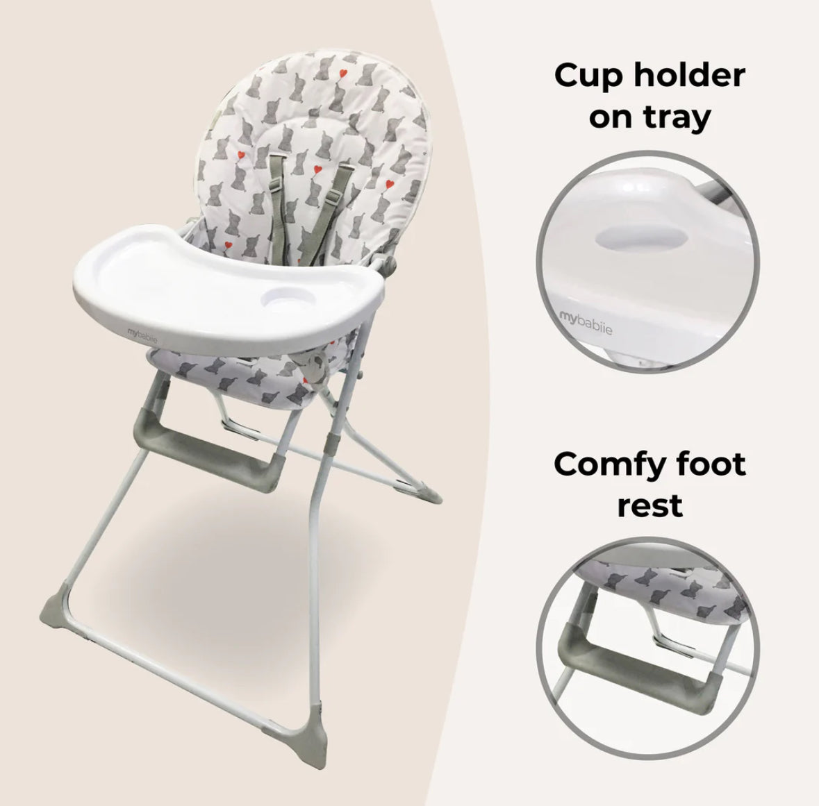 MBHC1 Compact Highchair - Elephants