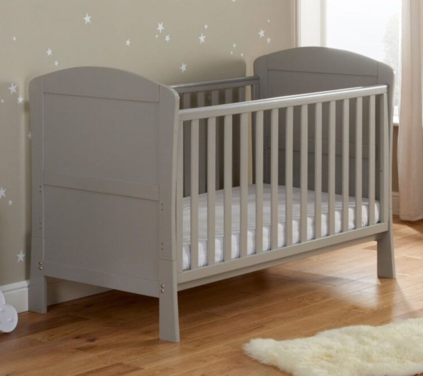 Babymore Aston Dropside Cot Bed - Grey