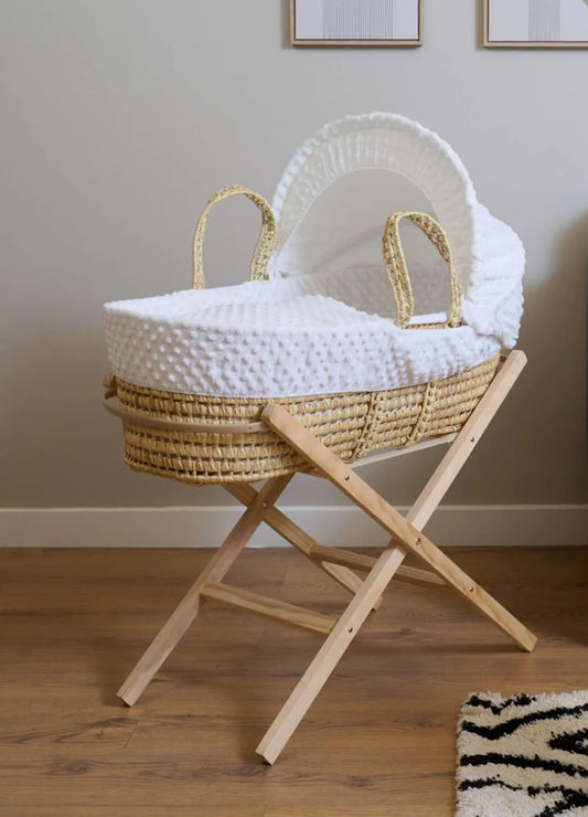 Dimple Palm Moses Basket - White
