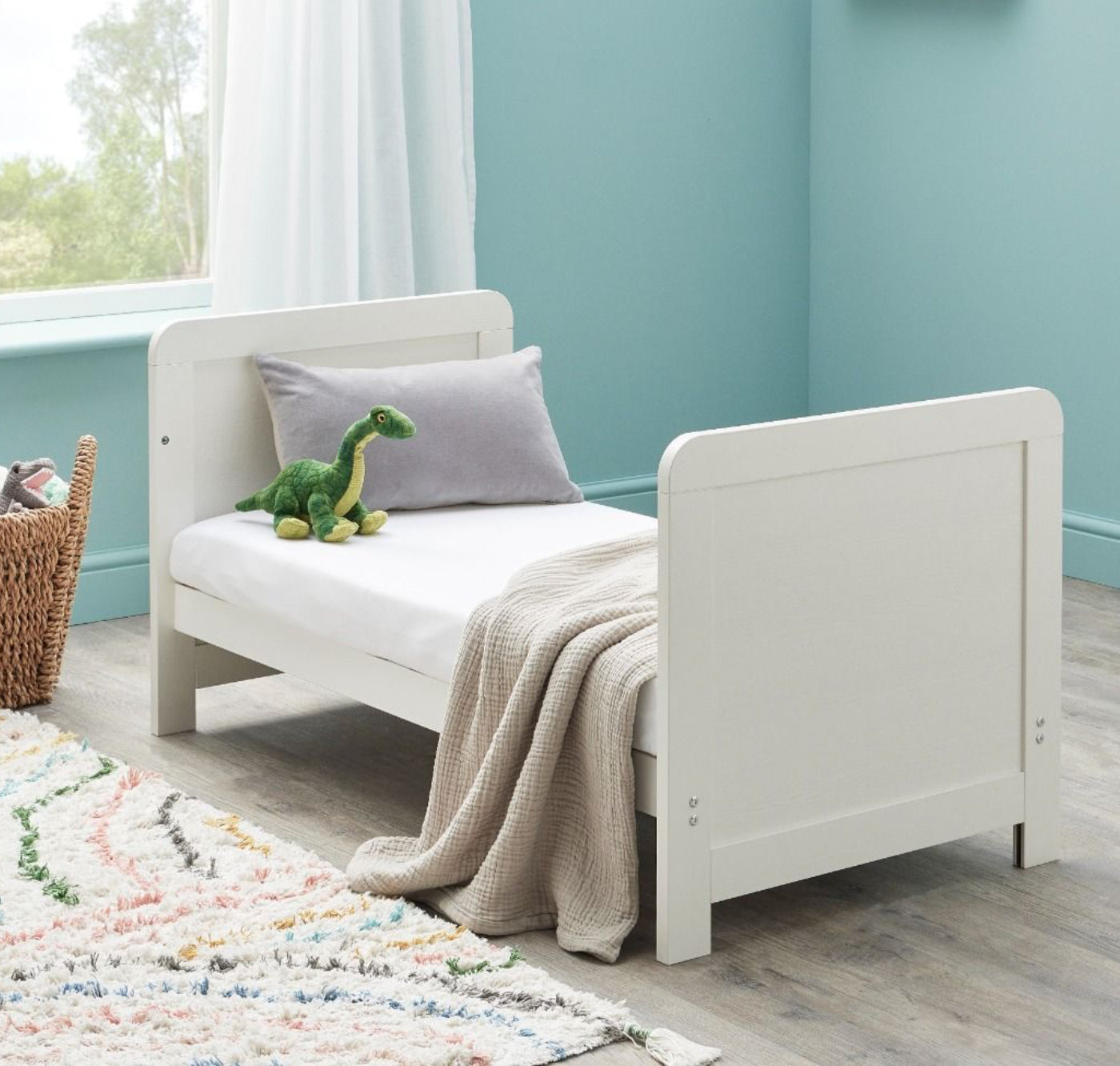 Babymore Caro Mini Cot Bed - White Wash