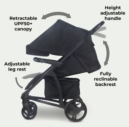 MB200i 3-in-1 Travel System with i-Size Car Seat - Onyx Black