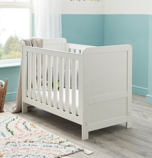 Babymore Caro Mini Cot Bed - White Wash